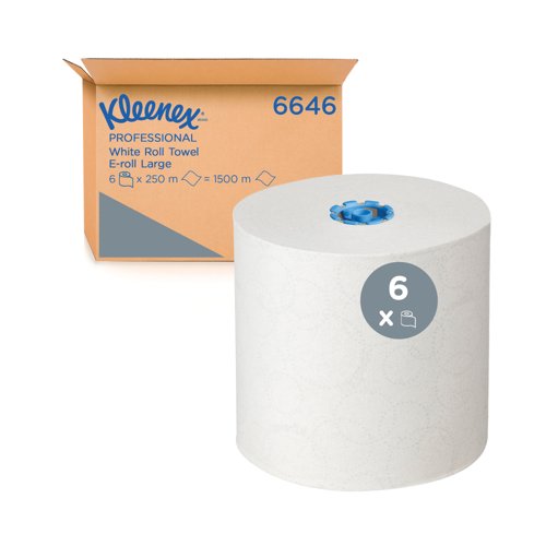 Kleenex Paper Towel Roll 1-Ply E-Roll Large 250m Long Pack of 6