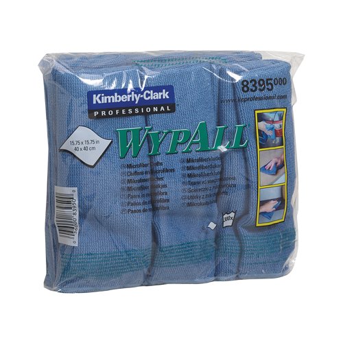 Wypall Microfibre Cloths 400x400mm Blue Pack of 6 8395