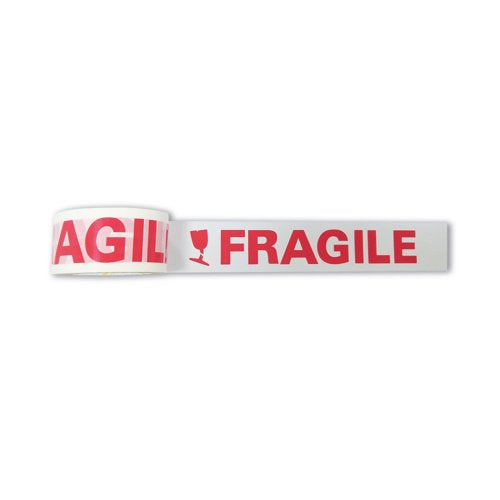 Q-Connect Printed Fragile Tape Self Adhesive BOPP 48mmx66m (Pack of 6)