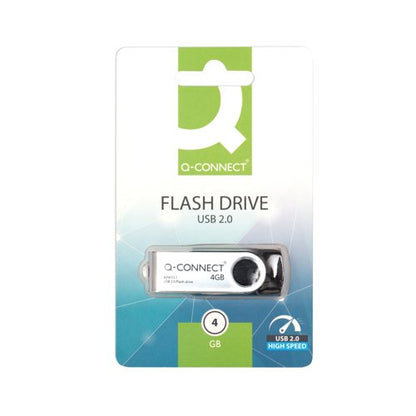 Q-Connect USB 2.0 Swivel 4GB Flash Drive Silver/Black KF41511