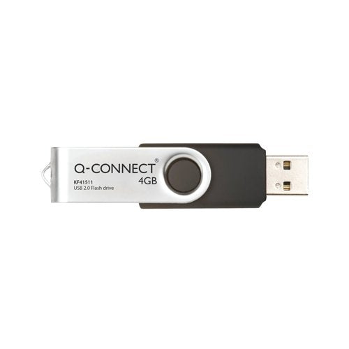 Q-Connect USB 2.0 Swivel 4GB Flash Drive Silver/Black KF41511