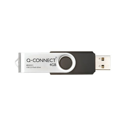 Q-Connect USB 2.0 Swivel 4GB Flash Drive Silver/Black KF41511