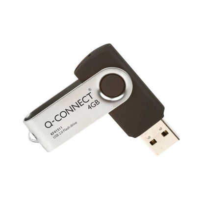 Q-Connect USB 2.0 Swivel 4GB Flash Drive Silver/Black KF41511