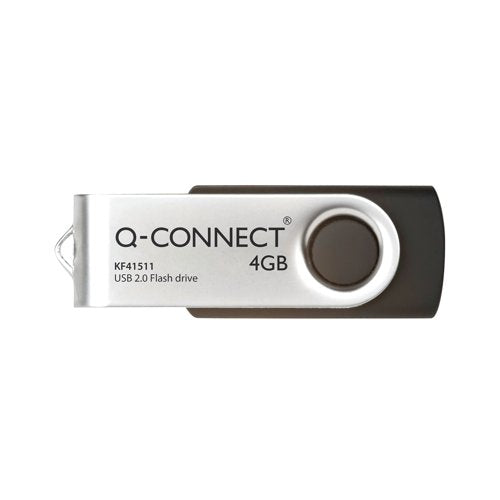 Q-Connect USB 2.0 Swivel 4GB Flash Drive Silver/Black KF41511