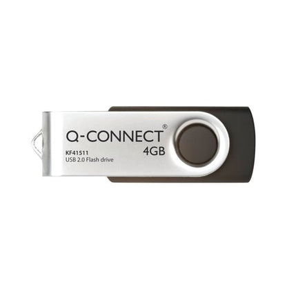 Q-Connect USB 2.0 Swivel 4GB Flash Drive Silver/Black KF41511