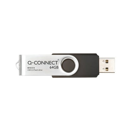 Q-Connect USB 2.0 Swivel 64GB Flash Drive Silver/Black KF41514