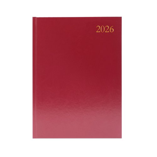 5 Star Desk Diary Day Per Page A4 Burgundy 2026 KFA41BG26