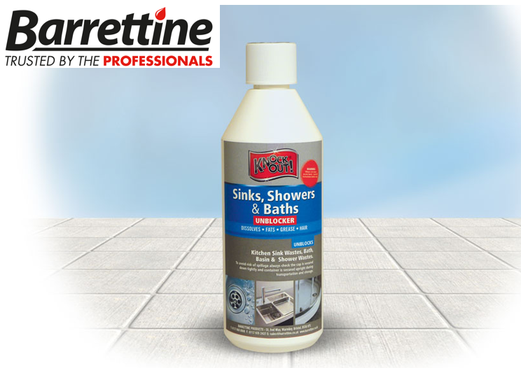 Barrettine Knockout Sink Shower & Bath Unblocker 500ml - UK BUSINESS SUPPLIES