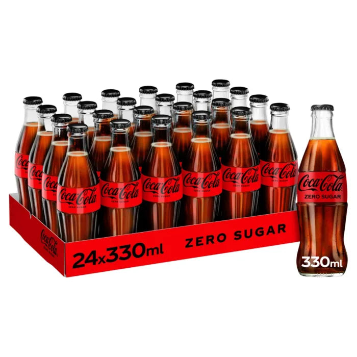 Coca Cola Zero Iconic GLASS Bottles 24x330ml