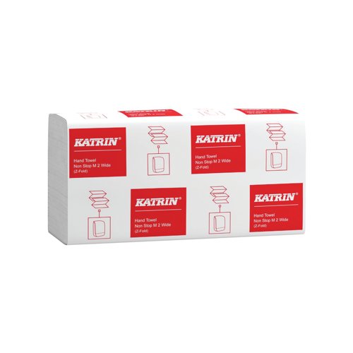 Katrin Z-Fold 2-Ply Paper Hand Towels Non Stop Medium Wide 160 Sheets 240x240mm (Pack of 25) 61570
