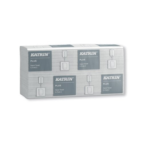 Katrin Plus C-Fold Paper Towels 2-Ply White (Pack of 16) 92512