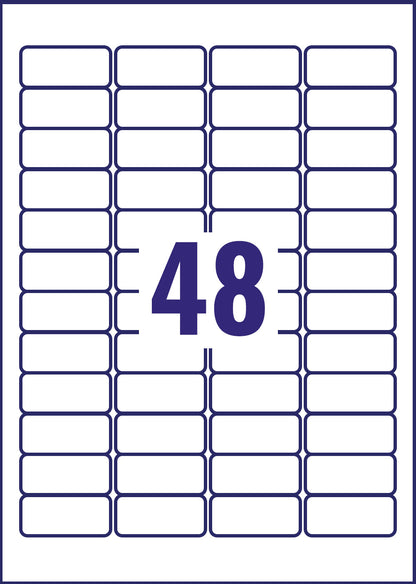 Avery Laser Heavy Duty Label 45.7x21.2mm 48 Per A4 Sheet White (Pack 960 Labels) L4778-20 - UK BUSINESS SUPPLIES
