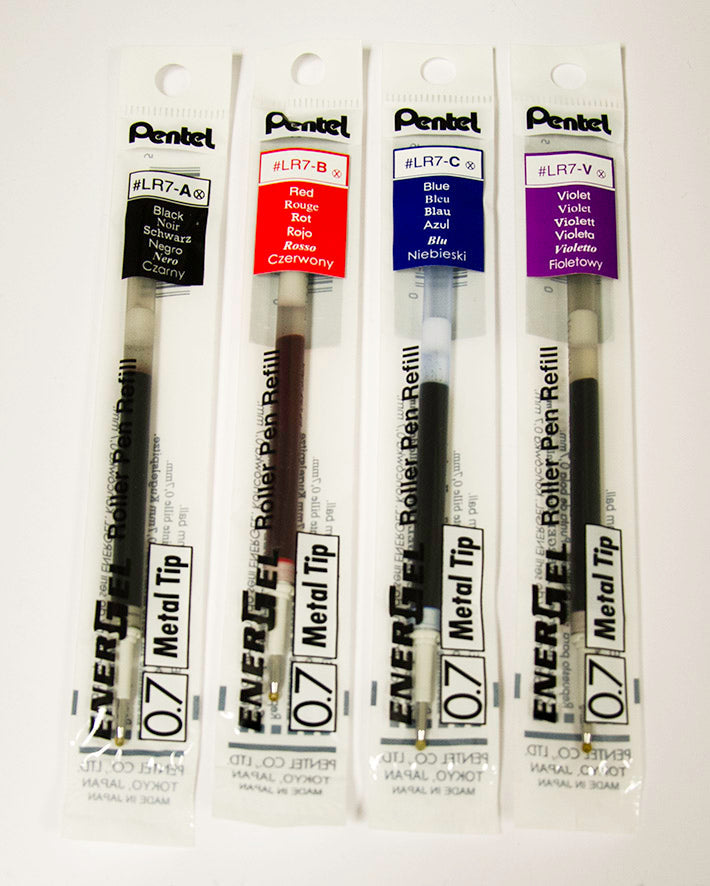 Pentel Refill for Pentel EnerGel Pens 0.7mm Tip Black (Pack 12) - LR7-AX