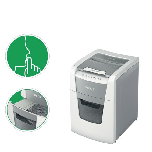 Leitz IQ Autofeed Small Office 100 Automatic Cross-Cut Paper Shredder P-4 White 80111000