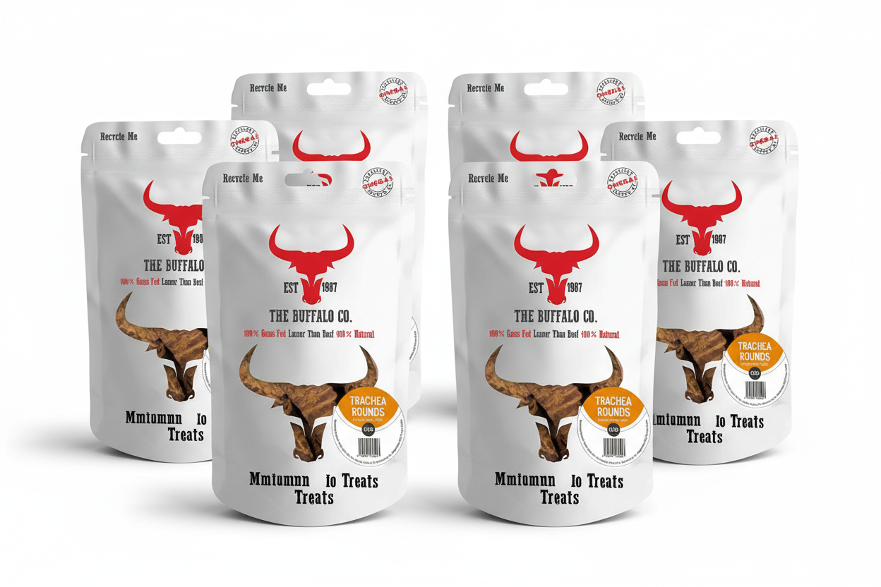 The Buffalo Co. Buffalo Trachea Rounds for Dogs | 100% Natural Grass-Fed Dog Treats | 1 x 100g