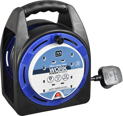 Masterplug Four Socket 13A Small Cassette Reel with 15m Cable