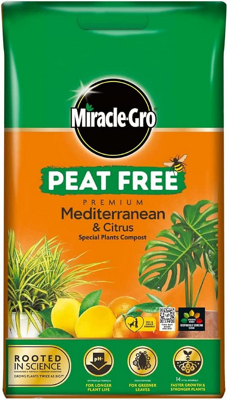 Miracle-Gro Peat-Free Premium Mediterranean & Citrus Plant Compost, 10L