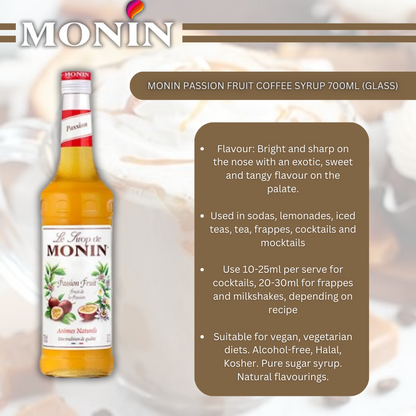 MONIN Passion Fruit Cocktail Syrup 700ml (Glass) Discounted Pump Offer
