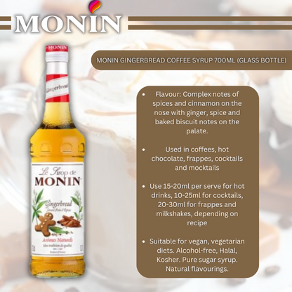 MONIN Gingerbread Cocktail Syrup 700ml (Glass Bottle)