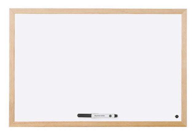 Bi-Office Non Magnetic Melamine Whiteboard Pine Wood Frame 900x600mm - MP07001010