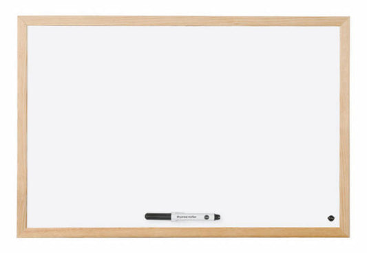 Bi-Office Non Magnetic Melamine Whiteboard Pine Wood Frame 900x600mm - MP07001010