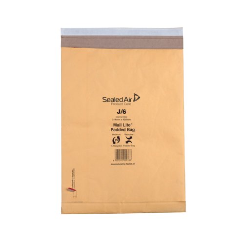 Sealed Air Padded Postal Bag Size J6 314x450mm Gold (Pack of 50) 100943512