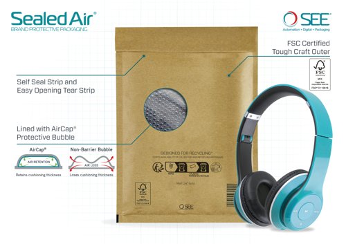 Sealed Air Bubble Lined Postal Bag Gold 300x440mm MLG J6 (Pack of 50) 103027408