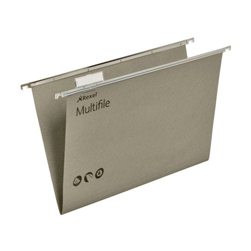 Rexel Multifile Suspension File V Base 15mm Foolscap Green (Pack of 50) 78008