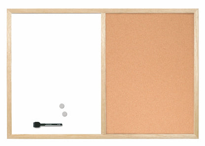 Bi-Office Combination Board Cork/Non Magnetic Whiteboard Pine Frame 900x600mm - MX07001010