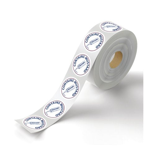MyCafe Food Label Contains Mustard Removable Pack of 1000 MYC10620