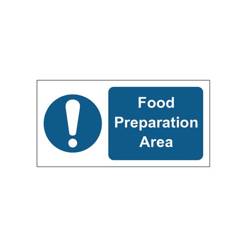 MyCafe Food Preparation Area Sign Self Adhesive Vnl 200x100 MYC10679