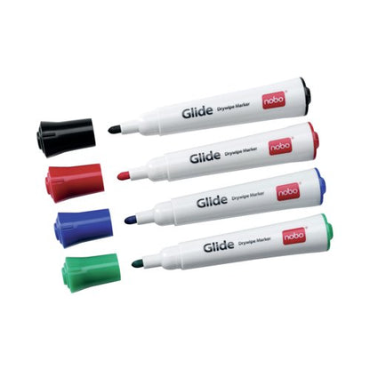 Nobo Glide Drywipe Marker Medium Bullet Tip Assorted Pack of 4 1902096