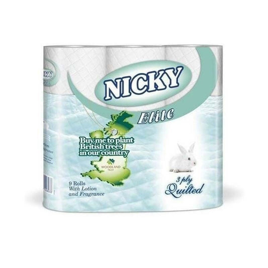 Nicky Elite FSC White Toilet Rolls 9 Pack