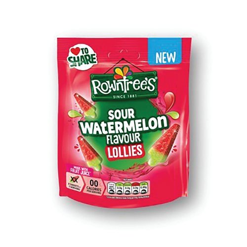 Nestle Rowntree's Sour Lollies Watermelon Flavour Pouch 130g 12627089S