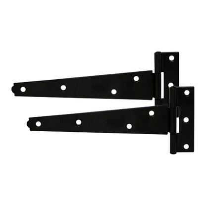 Pair of Light Duty Tee Hinges in Black or Zinc Plated Finish 250mm (10") Black