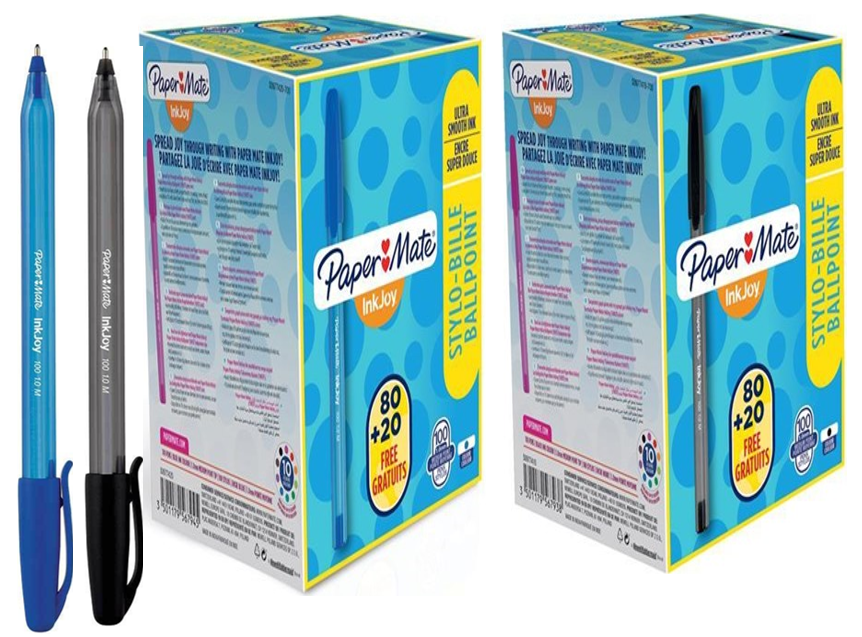 Paper Mate "InkJoy 100" Ball Pen / Black & Blue Pack of 160 plus 40 FREE {200 Pens} - UK BUSINESS SUPPLIES