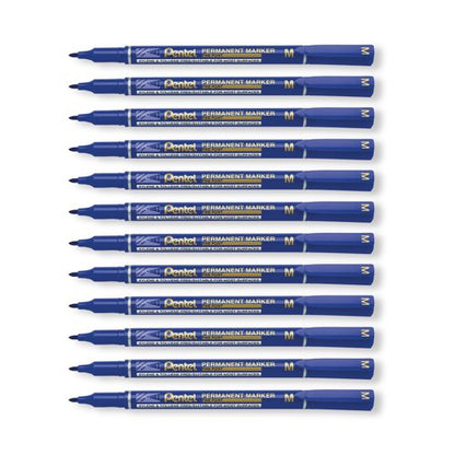 Pentel Permanent Marker Fine Point Blue Pack of 12 NM470-C