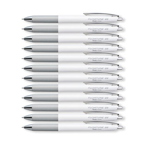 Pentel Floatune Retractable Rollerball 0.8mm Black Pack of 12 BY208-AX