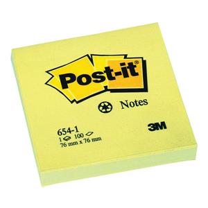 Post-it Sticky Notes Recycled 76x76mm Canary Yellow (Pack of 12 x 100 Sheets)