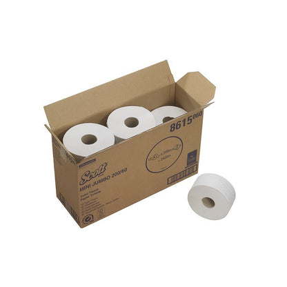 Scott Essential Jumbo Roll Toilet Tissue 8615 - 2 Ply Toilet Paper - 12 Rolls x 500 White Toilet Paper Sheets (2,400m)