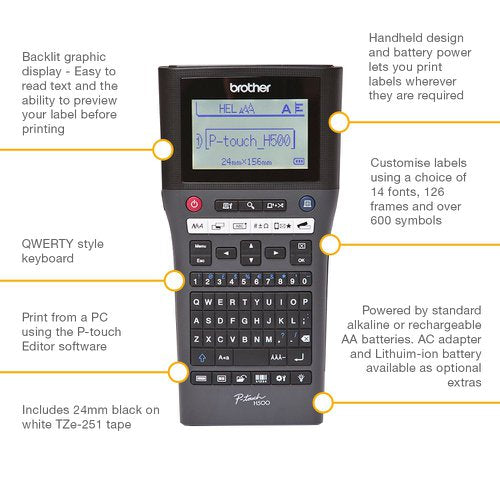 Brother P-Touch PT-H500 Handheld Label Printer PTH500Z1ZU1