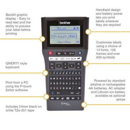 Brother P-Touch PT-H500 Handheld Label Printer PTH500Z1ZU1