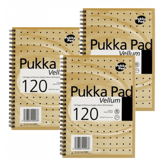 Pukka Pads Notebook Wirebound Perforated Ruled 120pp 80gsm A5 Vellum [Pack 3]