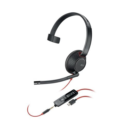 Poly Blackwire 5210 Monaural USB-C/A +3.5mm Headset 8X230AA