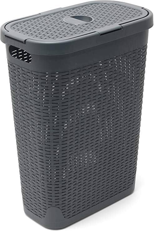 Addis Rattan Charcoal Slim Laundry Hamper 40 Litre - UK BUSINESS SUPPLIES