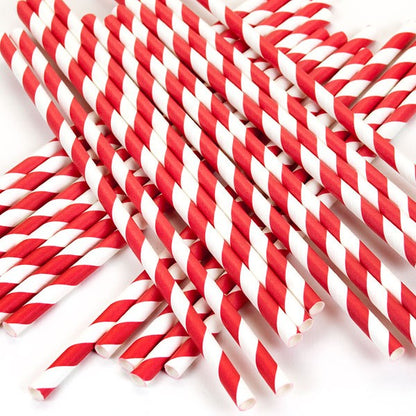 Belgravia Biodegradable Red & White Paper Stripey Straws Pack 500's