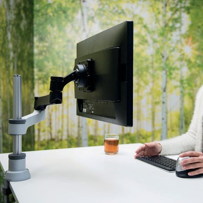 R-Go Zepher 4 C2 Single Monitor Arm Desk Mount Adjustable Black/Silver RGOVLZE4SI