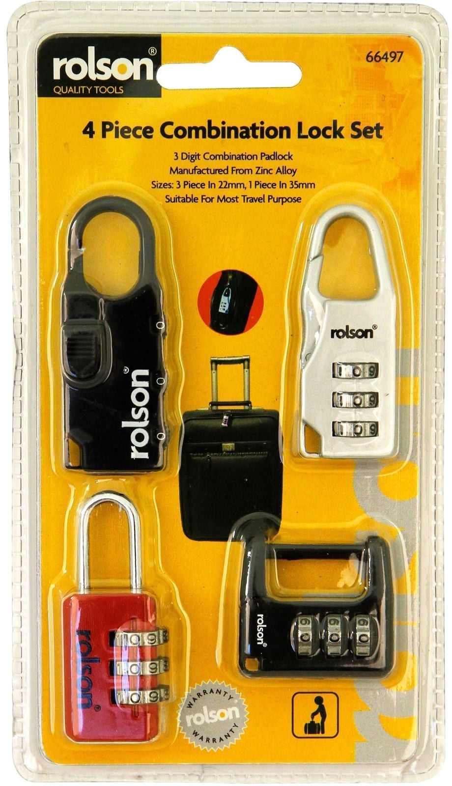 Rolson Piece Combination Lock Set - Pack of 4 - UK BUSINESS SUPPLIES
