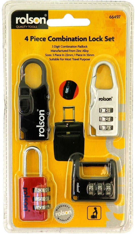 Rolson Piece Combination Lock Set - Pack of 4