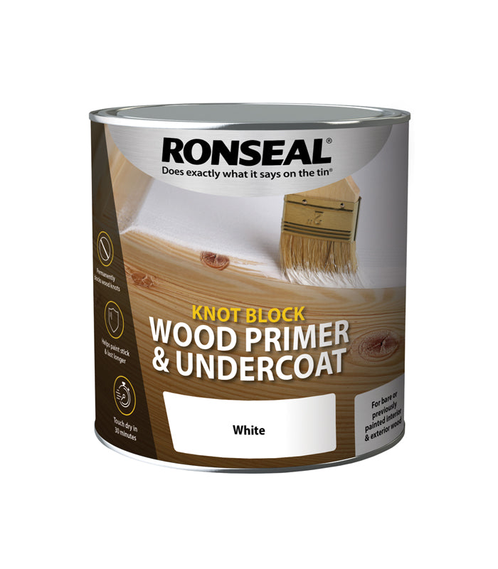 Ronseal Knot Block | Wood Primer And Undercoat | White | 2.5 Litre